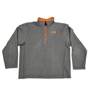 The North Face Gray Orange‎ Quarter Zip Pullover Sweater Fleece Jacket Size M